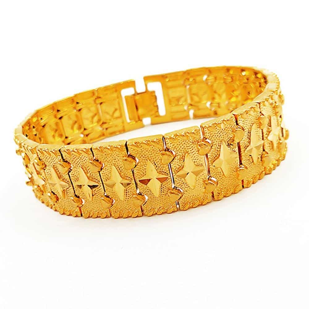 Lắc tay nam,vòng tay nữ thời trang mạ vàng 24k đúc hoa văn 5 cánh |  Lazada.vn