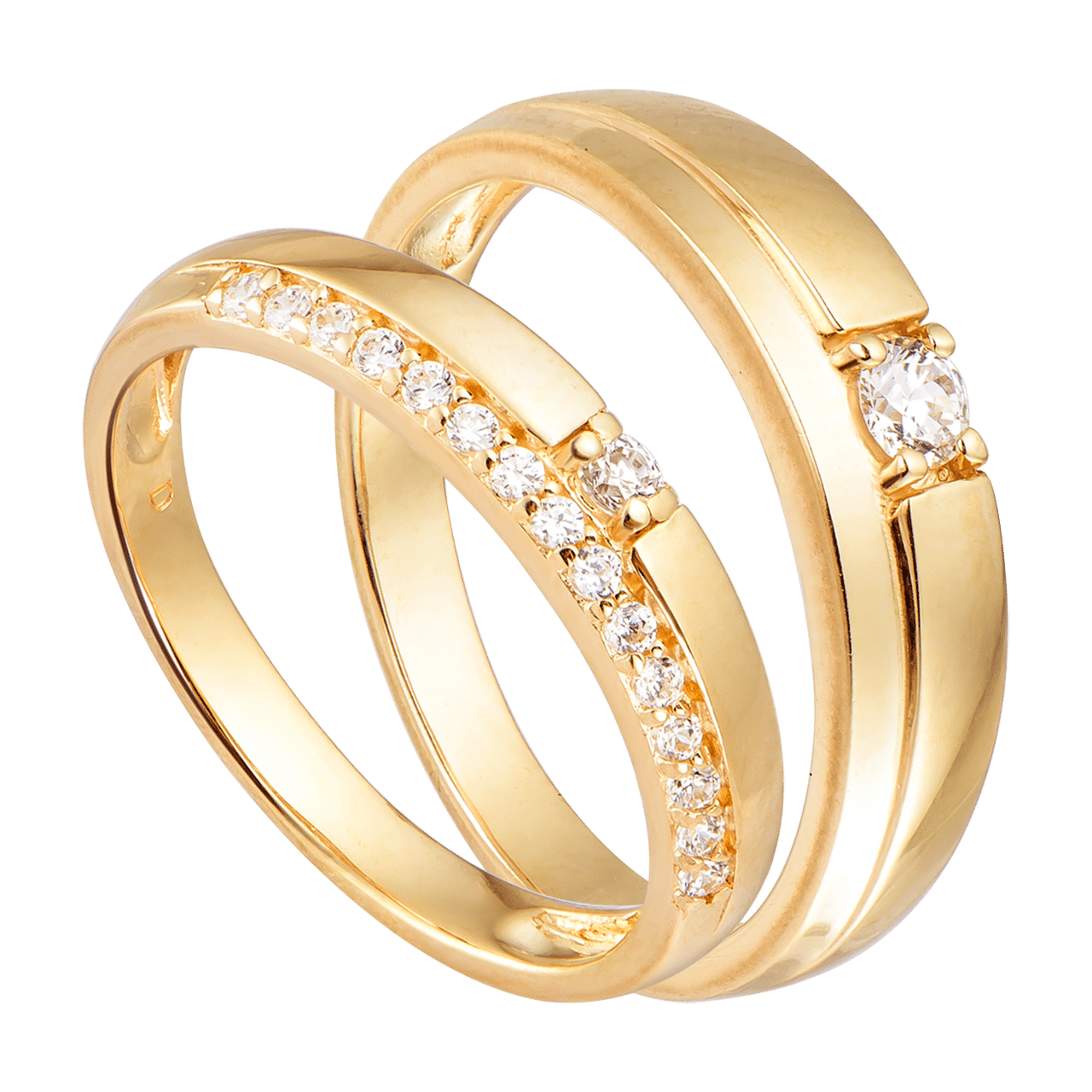 Cặp nhẫn cưới Vàng 18K đính đá ECZ PNJ 01806-00895